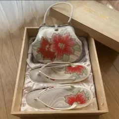 昭和レトロ　和装用　ビーズバッグ　草履セット(23.5ｃｍ) 卒業式や入学式に！