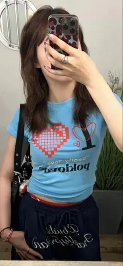 nugu半袖Tシャツ ライトブルー Sサイズ