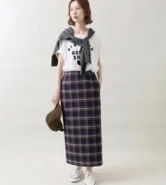 新品 IENA チェックタイトスカート 34