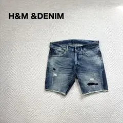⓪ H&M &DENIM ダメージ デニム ハーフパンツ ショート 28のサムネイル