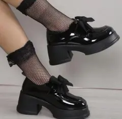厚底ローファー シューズ ブラック