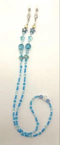【M148】ハンドメイド　眼鏡・マスクストラップ　水色星