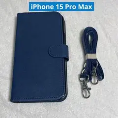 iPhone 15 Pro Max 手帳型 スマホケース (ダークブルー)
