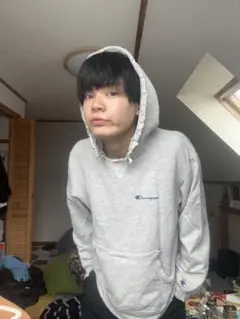 Champion フード付きスウェット グレー