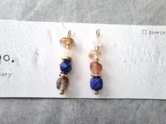 天然石ピアス☆ラピスラズリ　アンデシン　ルチルクォーツ　ハンドメイド