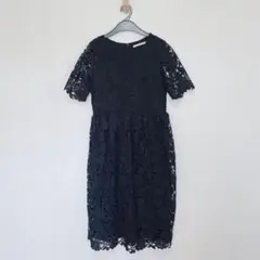 総レースワンピース　黒　￼moi non plus 花柄　膝下　ロング　￼のサムネイル