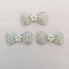 大きめデコパーツ リボンモチーフ シルバーリボン 3個 匿名配送