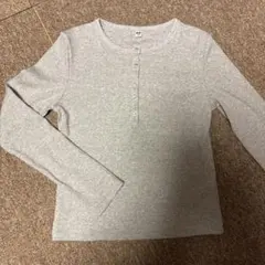 ユニクロ　リブヘンリーネックTシャツ 長袖 ライトグレー　Mサイズ