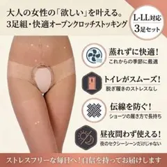 オープンクロッチ ストッキング ベージュ L-LL 3足セット ストッキング