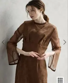 【新品】　AIMER　チュールブラウス付Vネックジャカードタイトパーティードレス