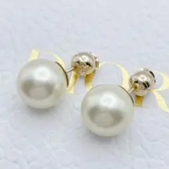 Christian Dior ピアス　トライバル　パール　CD ゴールド　ロゴ