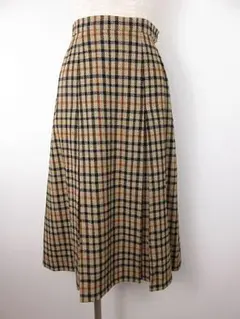 【値下げ】DAKS　ダックス　秋冬　ツイード　ロングスカート　チェック柄　茶　S