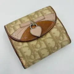 クリスチャンディオール トロッター　ロマンティック　折財布　ハート ベージュ