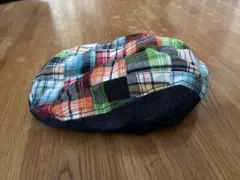 子供用チェック柄キャスケット帽子