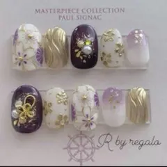 サイズオーダー制　卒業式　成人式　和装　和風　和柄　紫　ネイルチップ