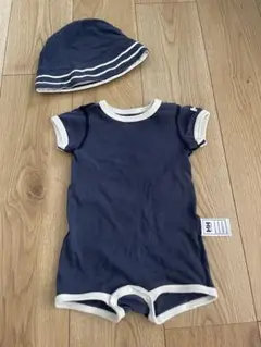 【ヘリーハンセン】⭐️送料込⭐️ネイビーロンパースとリバーシブル帽子セット 80cm