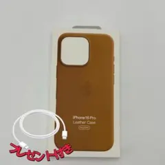 新品-純正互換品-iPhone16pro　レザーケース　ゴールデンブラウン
