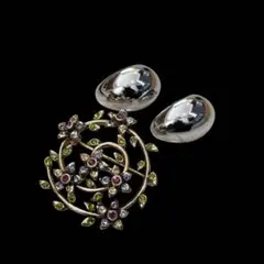 美品✨　Monet モネ　イヤリング　ブローチ　vintage ドロップ　花