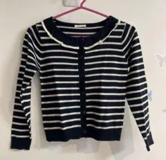 1【130】GU ボーダー　フリル　カーディガン