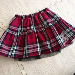 チェック柄 スカート 赤 レッド ホワイト 白 ブラック 黒 130cm