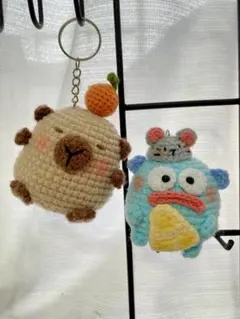 あみぐるみキーホルダーセット（クマ・カエル）