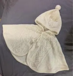 桂由美さんデザイン　ホワイトニット　ケープ　ポンチョ90センチ