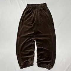 00s Adidas ベロア トラックパンツ ドローコード ワイド 極太 光沢
