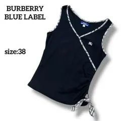 バーバリーブルーレーベル　タンクトップ　ノバチェックパイピング　リボン　M