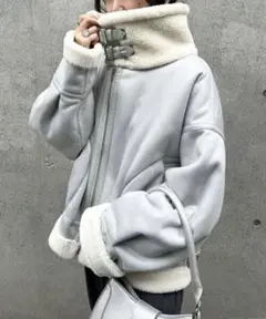 マジェスティックレゴン オーバーサイズボアブルゾン ブルー