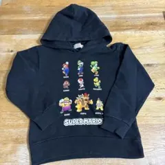 120 小さめ スーパーマリオ パーカー 黒 フード付