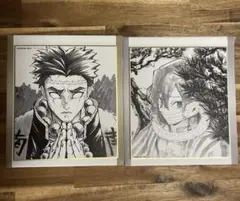 鬼滅の刃 コラボDINING 複製 ミニ色紙 悲鳴嶼行冥 伊黒小芭内