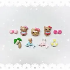 キティ ネイルパーツ 9P 〈J133〉 日焼け ピンク 夏 ギャル 海