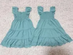 SHEIN エメラルドグリーン ワンピース 4Y 2着セットのサムネイル