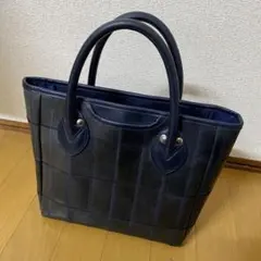 印傳屋 ネイビー 合成皮革 ハンドバッグ - メルカリ