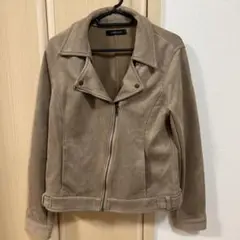 ベージュ スエード風 ライダースジャケット