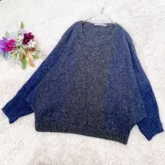 【KBF /ケービーエフ】ネイビー グラデーション ドルマンニット(F)ゆったり