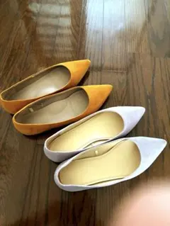 パンプス　フラット　2足セット　ローヒールパンプス　23.5cm ナチュラル