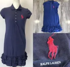 ラルフローレン　ポロ　ワンピース　ポロシャツ　ネイビー　半袖　ポロラルフローレン