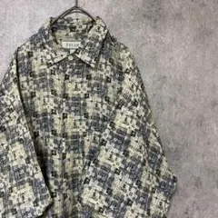 90s vintage 半袖　柄シャツ　レーヨン　メンズ　M 古着　個性派