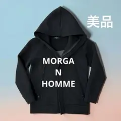 美品✨MORGAN　HOMME黒フード付きパーカーストレッチ素材M