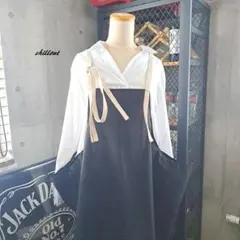 UrrA:)様専用】エプロンドレス2枚：デニム：エンジ・オリーブ - メルカリ