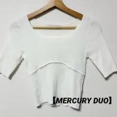 【MERCURY DUO】スイッチング リブニット オフホワイト 五分袖 タイトのサムネイル