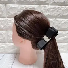 【バックル付リボンクリップ】ヘアクリップ　ハンドメイド　まとめ髪　大きめ