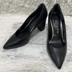 ダイアナ ハイヒール ブラック ポインテッドトゥ 太ヒール 22
