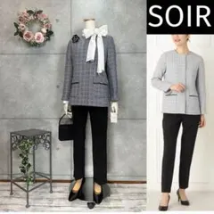 ⭐️新品のタグ付き　ソワール お尻が隠れる　長めジャケット&ストレートパンツ 2点