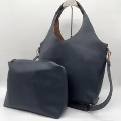 【美品】D.KELLY ショルダーバッグ 3way ポーチ付ネイビー A4可
