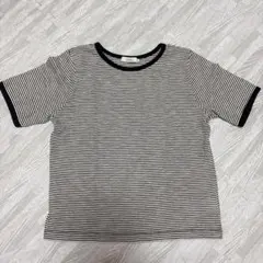 earth music&ecology半袖ボーダーTシャツオフホワイト/ブラック