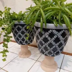 陶器鉢❤️レリーフプランター　クロス　ネイビー