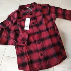 ボーイズ チェックシャツ 130サイズ 赤黒