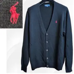 【美品】ポロバイラルフローレン カーディガン 170cm ブラック ウール